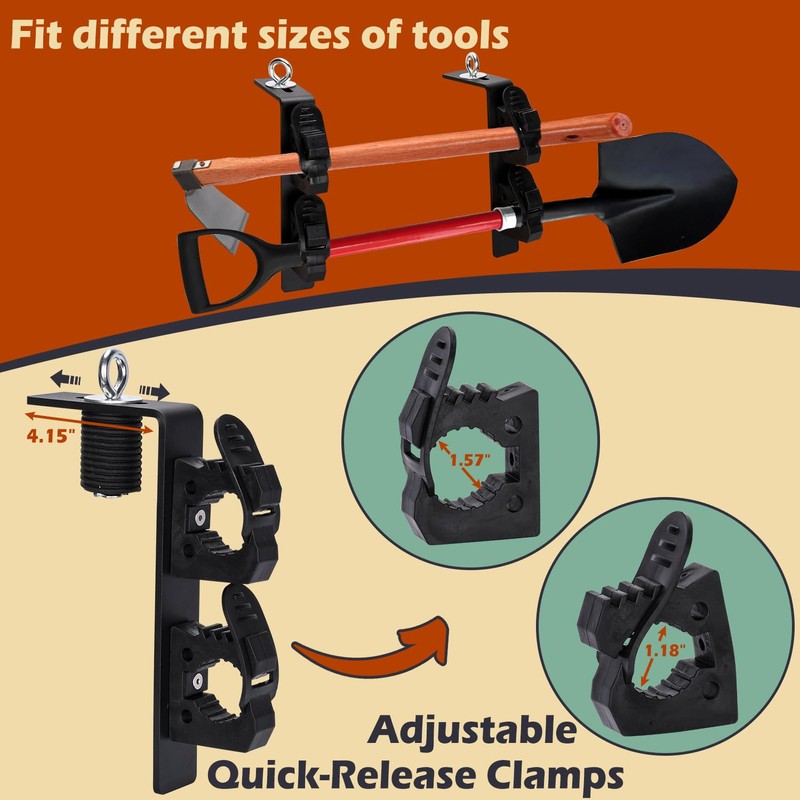 TOPOWN Dual Tool Hooks Rack Mount for Polaris Ranger &