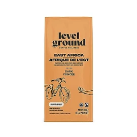 Level Ground Coffee - East Africa Craft Blend - Dark Roast, Ground - Fair Trade, Organic, 1% For the Planet, Kosher - Specialty Coffee - Drip Brew, French Press - Big and Balanced - 300g / 10.5oz
