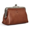 Genuine Leather Triple Frame Aubrey Purse by Yoshi (Brown)