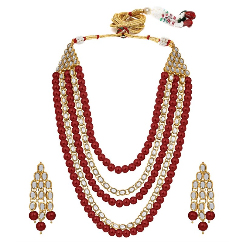 Aheli Indian Traditional Bollywood Kundan Pearl Long Multi Layered Necklace