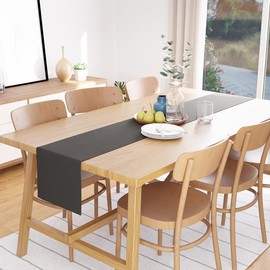 Encasa Homes table runner for 6 seater table, anthracite grey, large 40 x 150 cm, 100% cotton plain dyed decoration towel for party, banquet, restaurant, machine washable