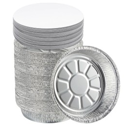 CURTA 9" Disposable Aluminum Foil Pans with Paper Lids | 50 Pack