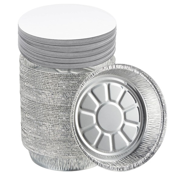 CURTA 9" Disposable Aluminum Foil Pans with Paper Lids |