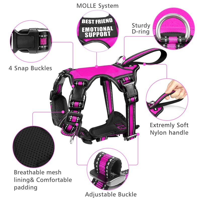 WINSEE Pet Harness Collar and Leash Set, All-in-one Reflective Dog