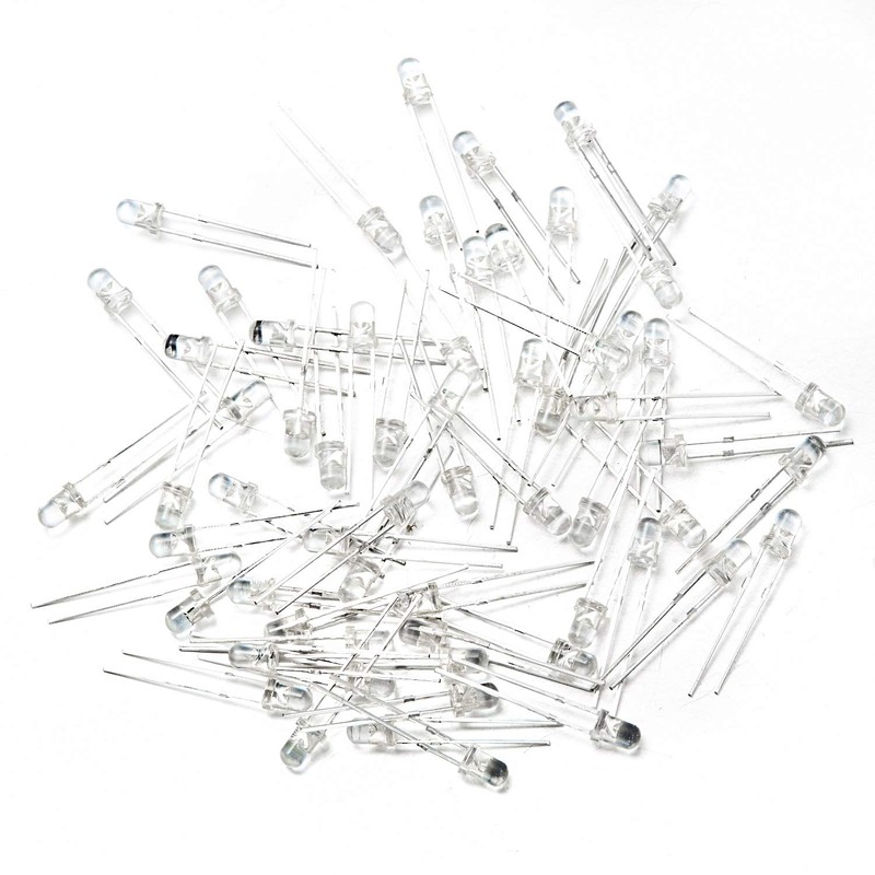 Chanzon 100 pcs 3mm White LED Diode Lights (Clear Round