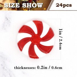 24Pcs Cute Christmas Lollipop Ornament Sweet Smooth Christmas Swirl Candy Decoration Durable Acrylic Candy Ornament Hanging Pendant (Red and White)