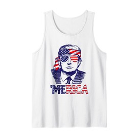 Cool 'MERICA TRUMP Happy 4th Of July Trump American Flag Tank Top