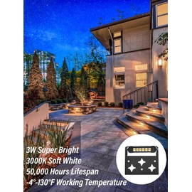 DOREIO 3W Retaining Wall Lights,4 inch LED Hardscape Lighting Low Voltage Landscape Lights,12V 24V Step Lights Outdoor,Waterproof 3000K Soft White Patio Walls Stairs Lighting,10-Pack with Connectors