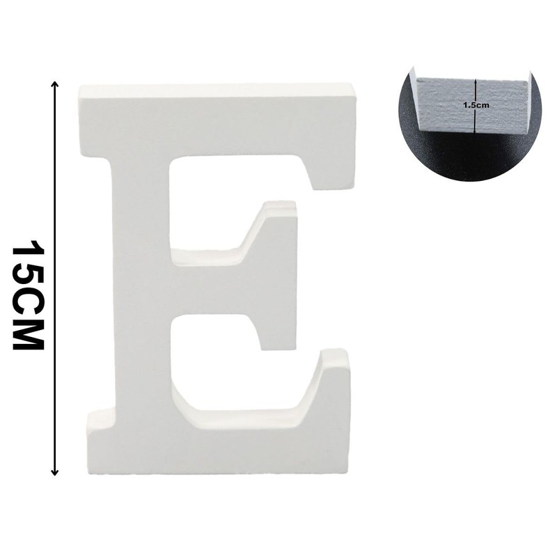Decorative White Wooden Letters and Numbers 15cm (E)