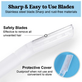 6 PCS Eyebrow Razor Set, Transparent Face Razor for Women and Men, Multipurpose Dermaplaning Tool, Eyebrow Hair Trimmer, Face Shaver with Protective Cover, 3 Pcs Long Handles and 3 Pcs Short Handles