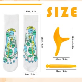 Reflexology Socks Set, 2 Pairs of Foot Reflexology Socks with Massage Stick, for Easy Foot Reflexology Massage at Home, Reflexology Socks for Men and Women (German)
