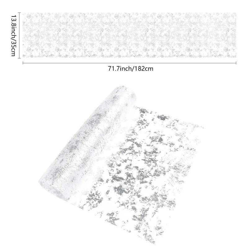 Fowecelt Table Runner Silver Glitter - Table Cloth Table Cover