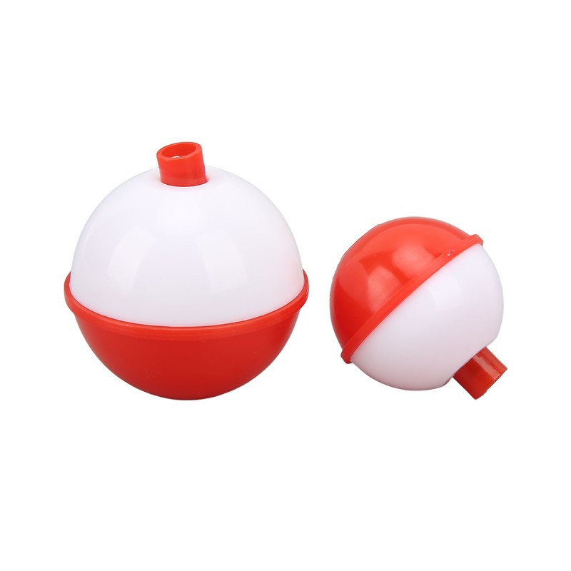 50PCS Ball Shaped Fishing Float Plastic White Red 2 Specifications