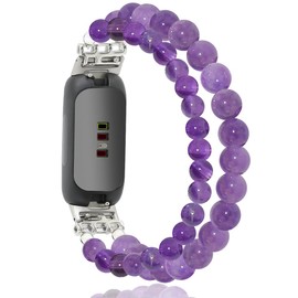 C&L Accessories Bracelets Compatible with Inspire 3 Bands for Women Beaded Wristband Natural Gemstone Replacement Straps for Inspire 3 (Natural Light)