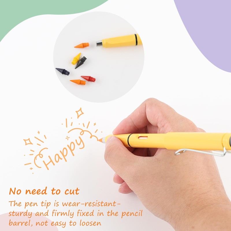 Colourful Eternal Pencil, Pencils with Eraser with 24 Interchangeable Heads,