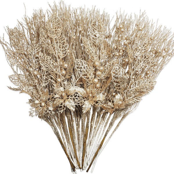 Dcocdeely 36 Pcs Christmas Tree Picks 17' Sprays Artificial Flower