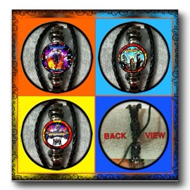 DRAGON FORCE POWER METAL  ROCKBAND SETTHREE LEATHER BRACELETS