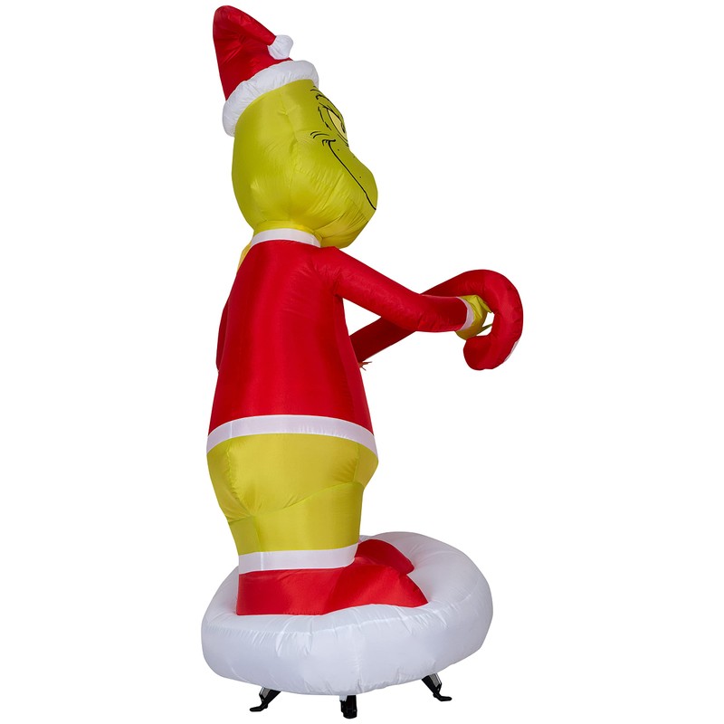 Gemmy Airblown Inflatable Grinch Passing Out Candy Canes to Cindy