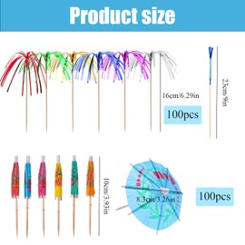RYAN Pack of 200 Cocktail Decoration with Cocktail Picks, Fireworks Sticks, Ice Decoration for Parties, Birthday Bars, Drinks, Cocktail Summer Party, Drink Decorations, Cocktail Sticks