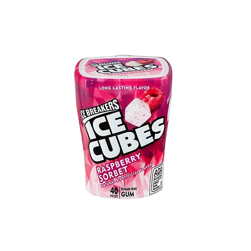 Ice Breakers Ice Cubes Raspberry Sorbet Gum Bottle- 4 ct