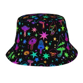 Bucket Hat for Women Psychedelic Mushrooms Summer Beach Sun Hat Travel Fisherman Cap