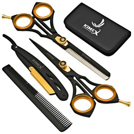 KIMEX LONDON Professional Hairdressing Scissors Set -Thinning Scissor - Japanese Barber Scissors - Stainless Steel Hair Scissors – Hairdressers Scissors UK - Comb - Leather Cover - 6.5 in.