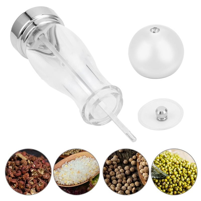 Salt Pepper Grinder Manual Seasoning Mill Shaker Round Acrylic Spice