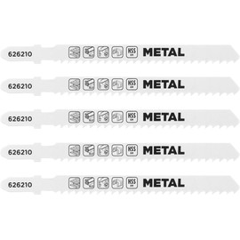 kwb 5 x Jigsaw Blades for Metal, Coarse (Suitable for Aluminium, Sheet Metal, Non-Iron Metals, Acrylic Glass, Bi-Metal, Corrugated and Milled Teeth, T-Mount)