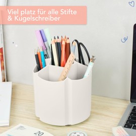 Light Autumn 360° Drehbarer Schreibtisch-Organizer mit 6 Fächern Set, Multifunktionaler Stifte- & Büromaterial-Halter, Platzsparender Utensilienkasten für Büro & Kunst, Modernes - Beige