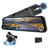 CAMECHO 9.66" Mirror Dash Cam Rear View Mirror Camera Front