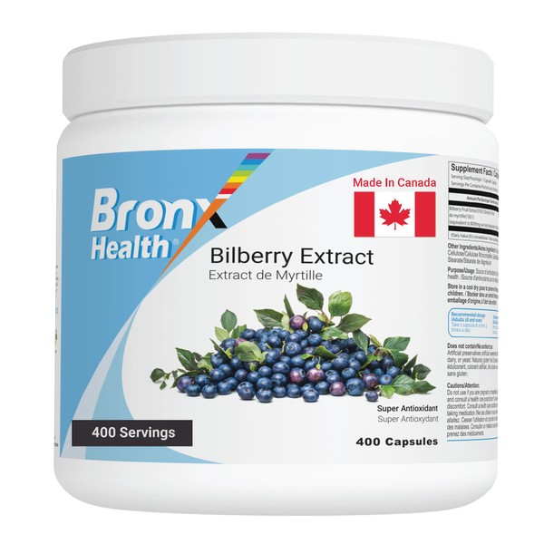 BRONX HEALTH BRONX Bilberry Extract 400 Capsules 8000mg (100:1) Wild