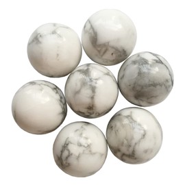 Bacatgem 7 Pcs Natural White Howlite Turquoise Crystal Sphere Ball Set, 0.78 Inchs Feng Shui Chakra Aura Home Desk Decor Decorative Collection