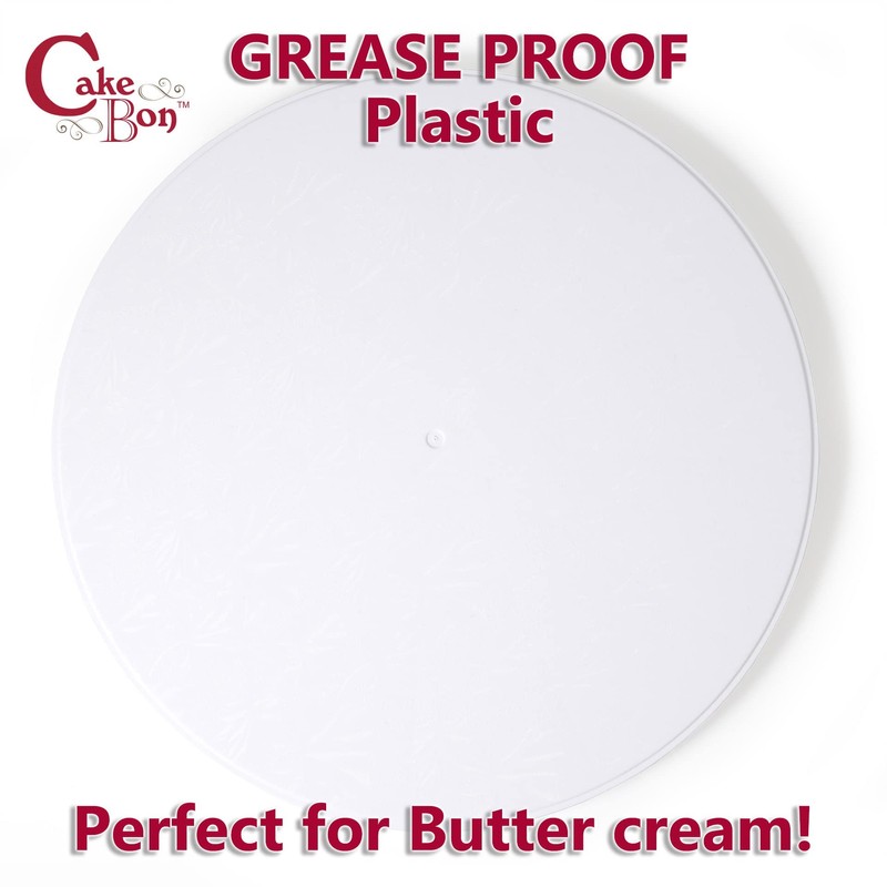 Cakebon Cake Boards Plastic - 8 Inch White Drums 3-Pack
