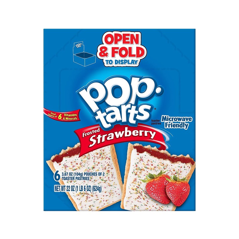 Kellogg's 31732 Pop Tarts, Frosted Strawberry, 3.67 oz, 2/Pack, 6