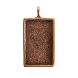 Nunn, 1 Antiqued Copper Plated Pewter Large Rectangle Bezel Pendant