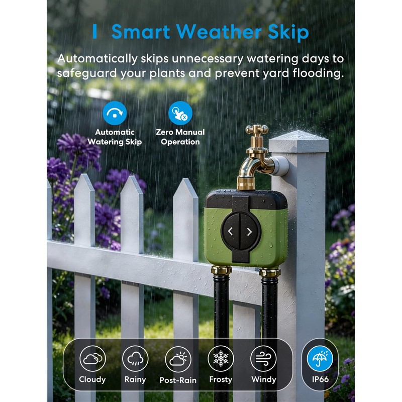 meross WiFi Water Timer for Garden, Hose Timer with Brass