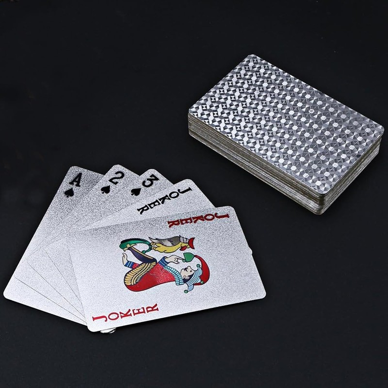 PMLAND Metallic Silver - Gold Waterproof Playing Cards - Poker