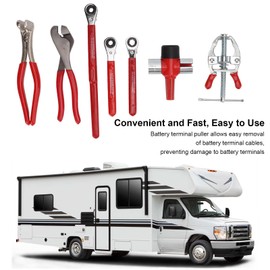 7pcs Battery Service Kit, Steel Terminal Pliers Wrench Brush Spreader Puller, Battery Maintenance Service Kit for Maintenance auto repair tool