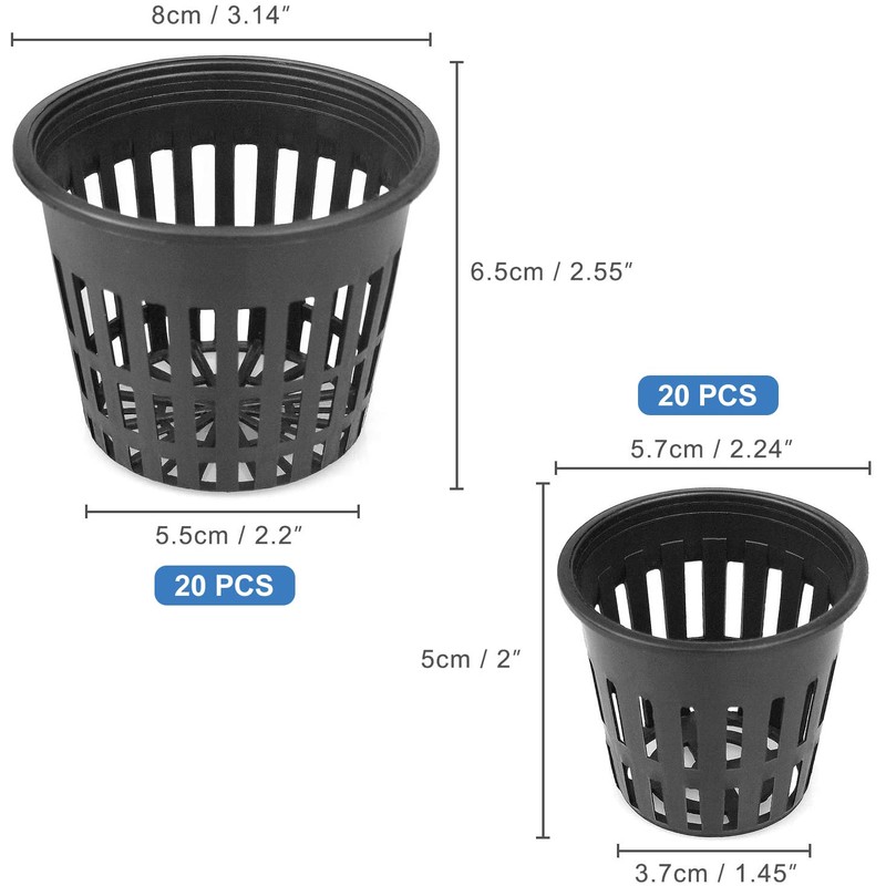 Awpeye 40 Pack 3" 2" Net Cup Pots, Plastic Lightweight