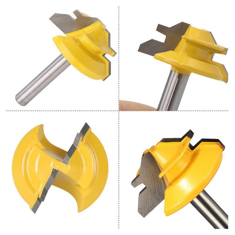 Gasea 3pcs 1/4-Inch Shank 45 Degree Lock Miter Router Bits