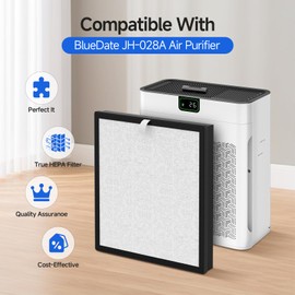 Breabetter 2-Pack JH-028A True HEPA Replacement Filter Compatible with BlueDate JH-028A Purifier, 3-in-1 Filtration Filter