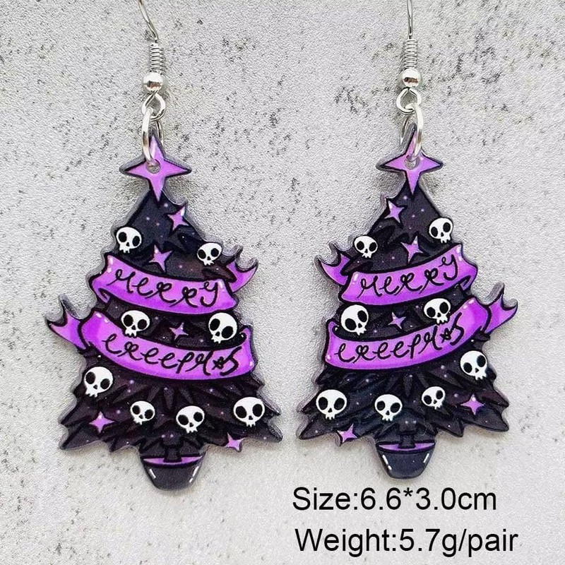 Todu Christmas Earrings For Women Creative Skull Star Christmas Tree