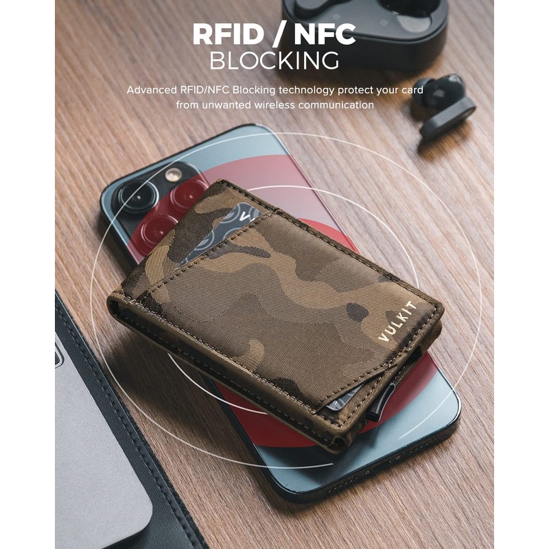VULKIT Slim Wallet for Men Pop Up Card Holder Minimalist