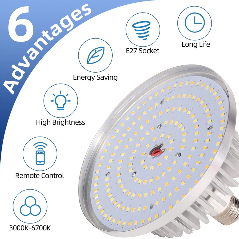 AQIRUI 175W Photography Light Bulb Dimmable Tricolor LED Bulbs 3000-6700K