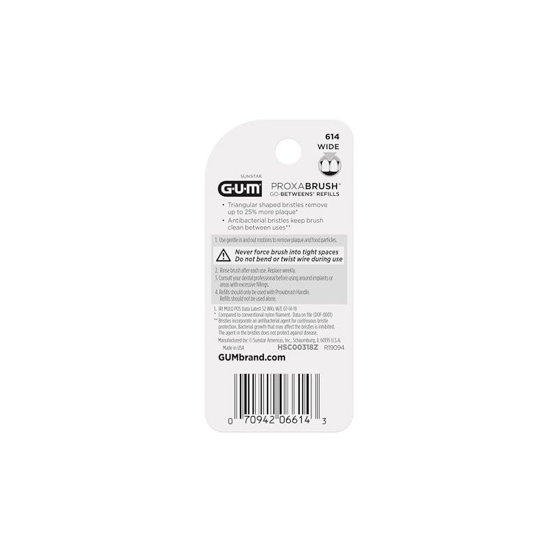 cepillo para polvo interdental Gum Proxabrush Go-Betweens, Ancho, 48 Refills