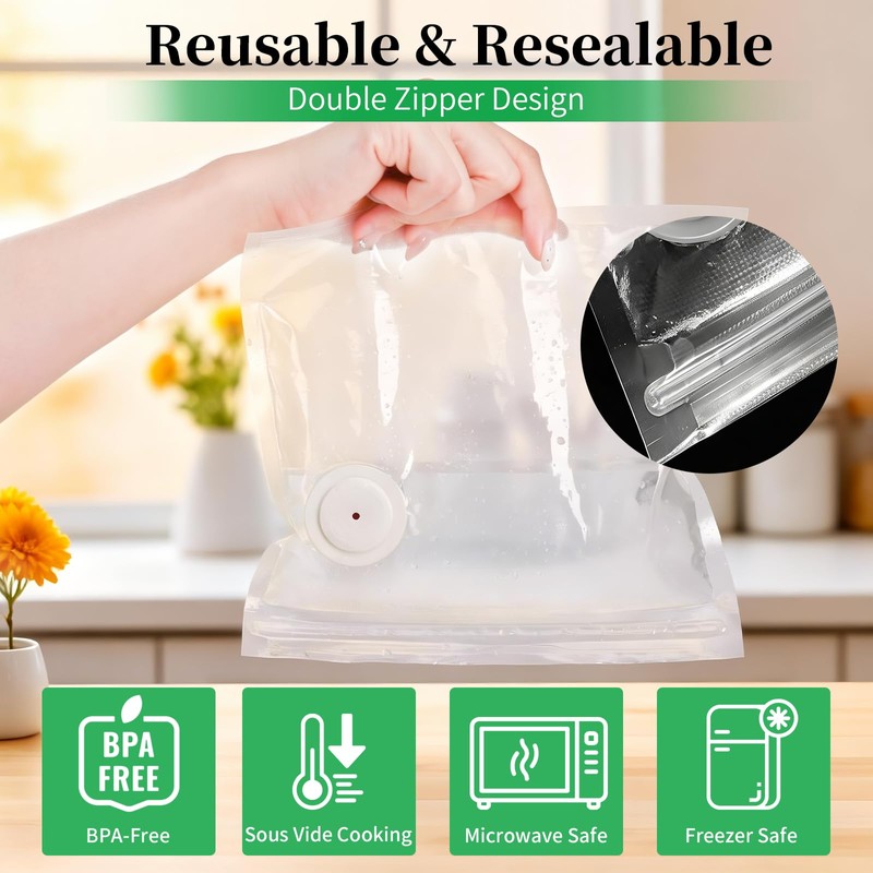 50 Pack Reusable Vacuum Sealer Bags for Food, 5 Assorted