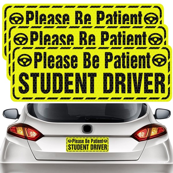 QSUM Student Driver Magnet Safety Sign for Car, 3Pcs 10x3.5inch