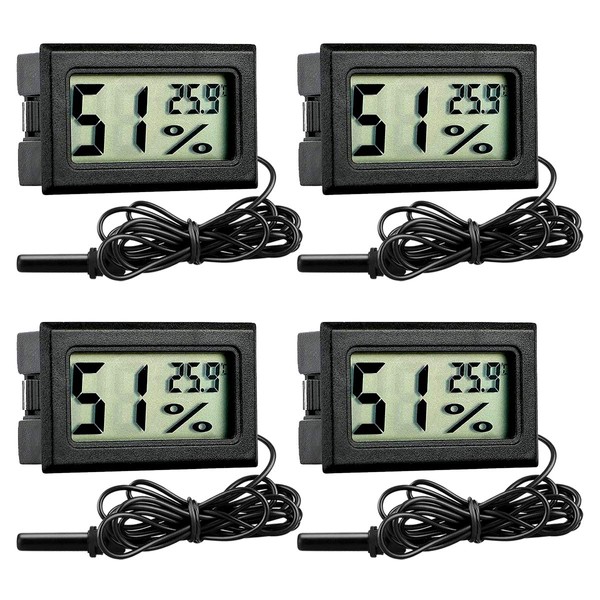 GuDoQi Digital Thermometer Hygrometer, 4 Pieces, Mini Digital Temperature Meter