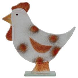 D & J Glassware 92463 Fused Glass Hen
