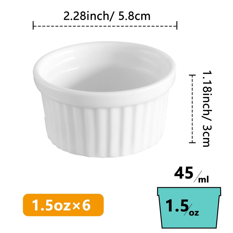 Cinf 1.5 oz Ramekins Pudding Cup Baking Cup Bowls Dishes,